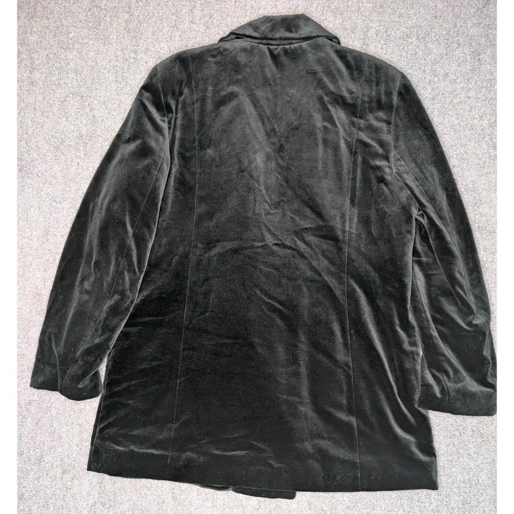 Vintage Larry Levine Black Velvet Double Breasted Trench Coat Women's Large - Picture 9 of 12